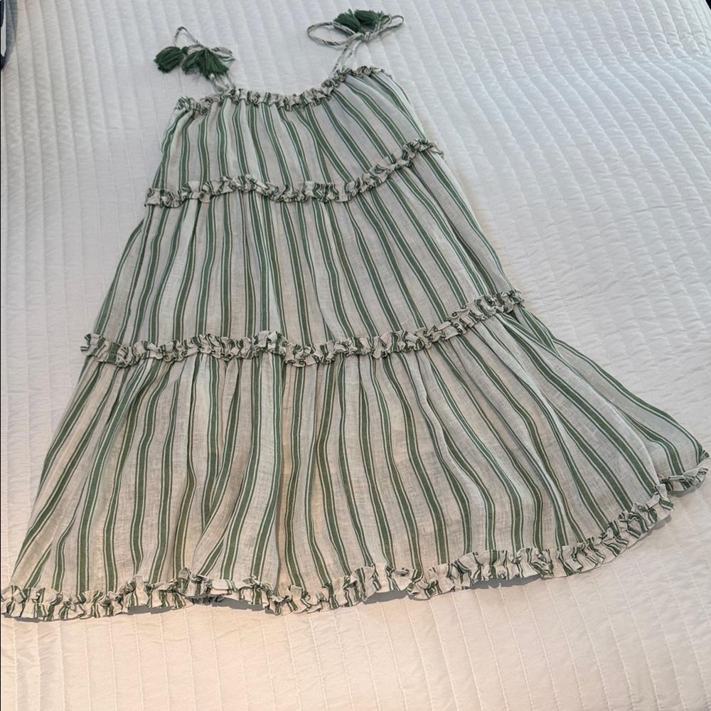 Green and White Striped Dress